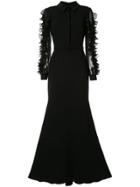 Badgley Mischka Ruffle Sleeve Gown - Black
