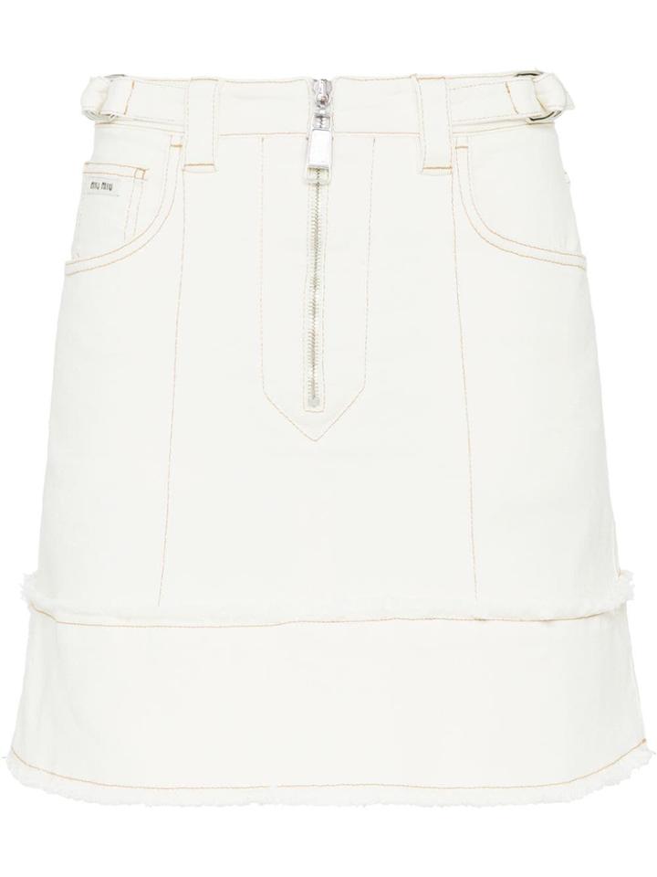 Miu Miu Stretch Drill Skirt - White