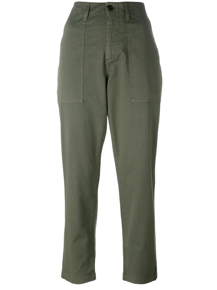 Barena High-rise Trousers, Women's, Size: 42, Green, Cotton/spandex/elastane