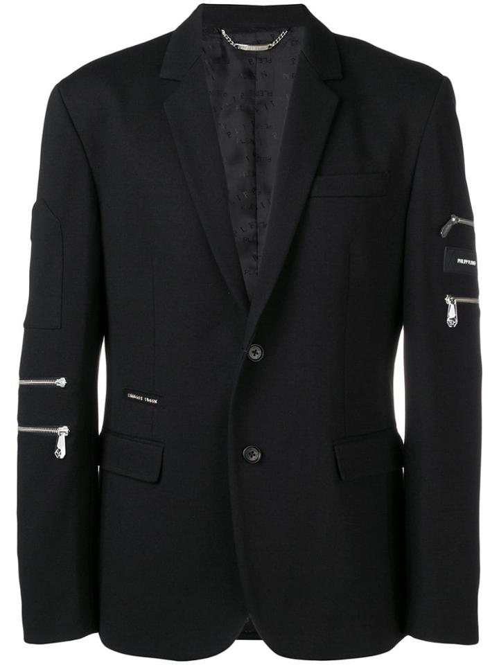 Philipp Plein Zipper Detail Blazer - Black