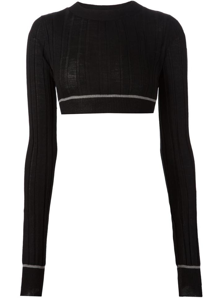 Vera Wang Cropped Ribbed Sweater