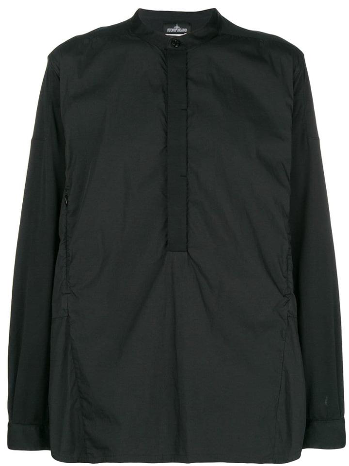 Stone Island Shadow Project Half-button Shirt - Black