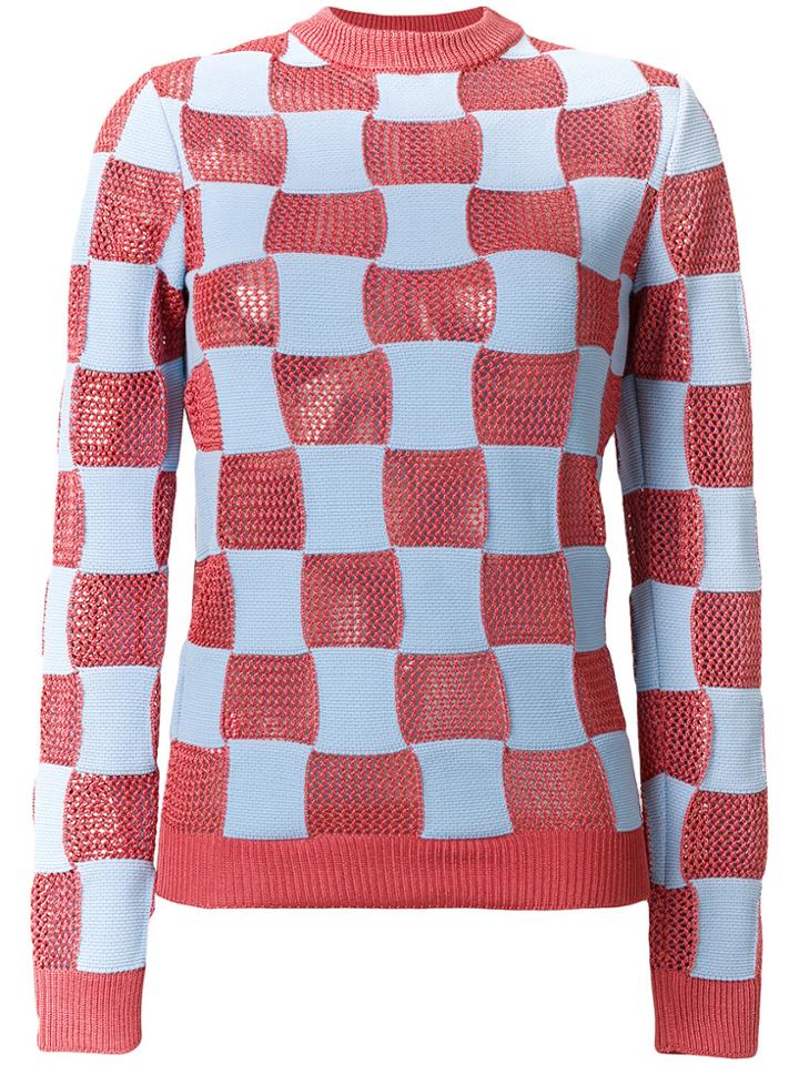 Marni Checked Crew Neck Sweater - Blue