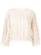 Red Valentino Lace And Mesh Panel Blouse - Neutrals