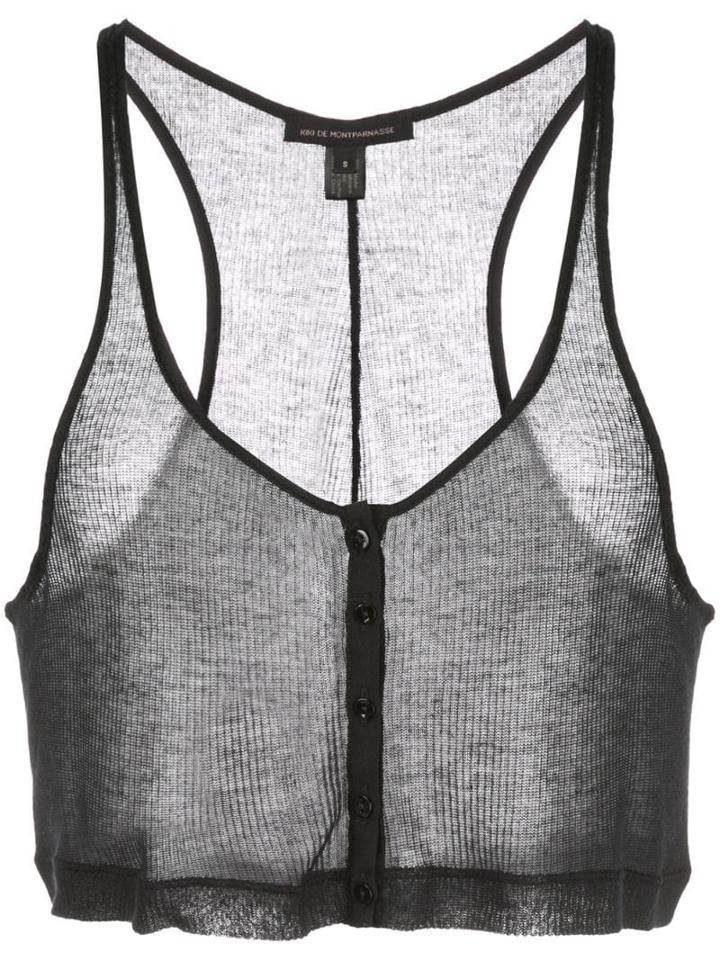 Kiki De Montparnasse Ribbed Intime Cropped Top - Black