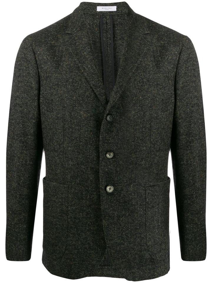 Boglioli Herringbone Fitted Blazer - Green