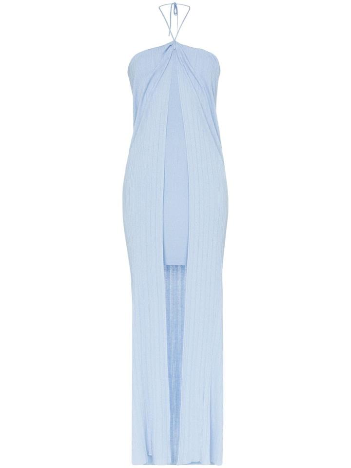 Jacquemus Ribbed Knit Fitted Dress - Blue