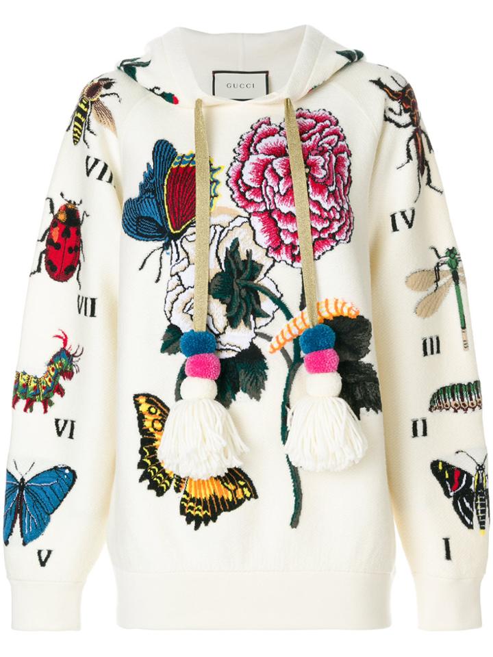 Gucci Embroidered Oversized Hoodie - White