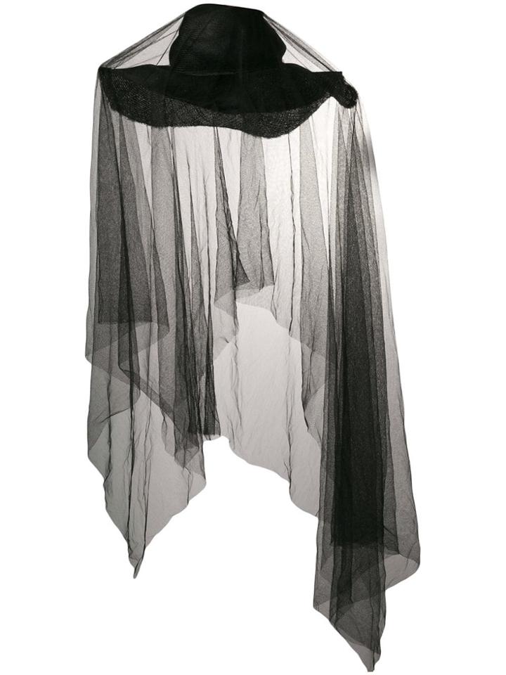 Ann Demeulemeester Tulle Panel Hat - Black