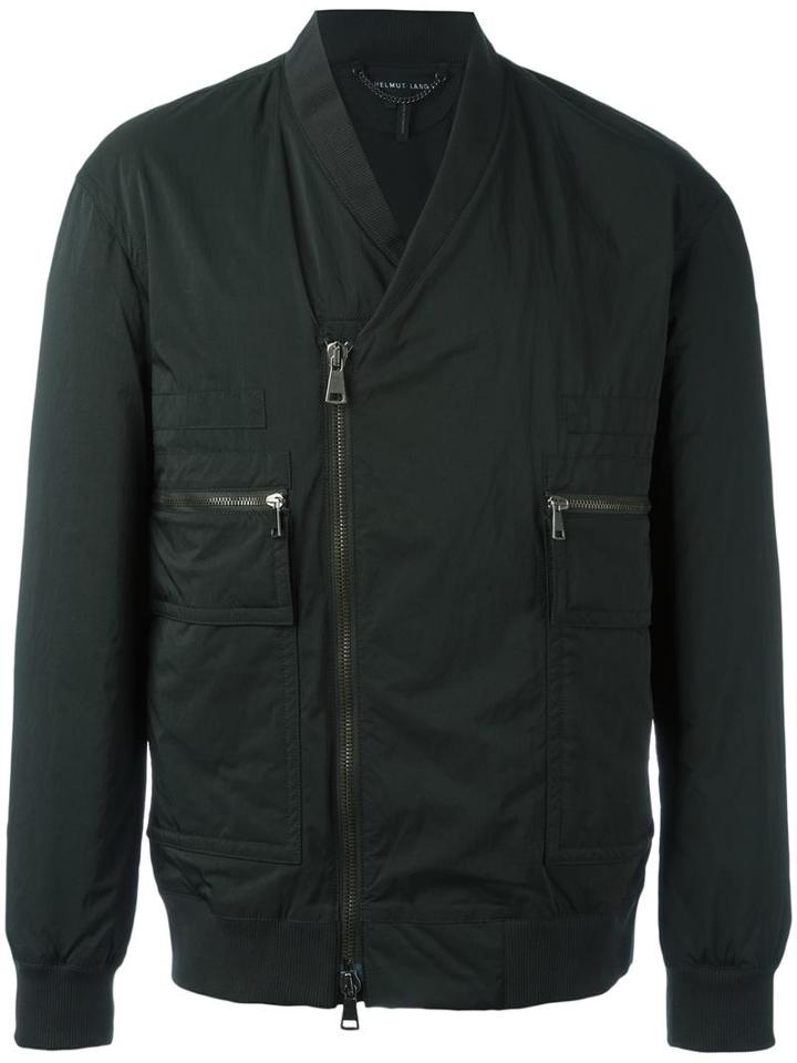Helmut Lang Bomber Design Biker Jacket, Men's, Size: Medium, Black, Nylon/spandex/elastane/cotton/viscose