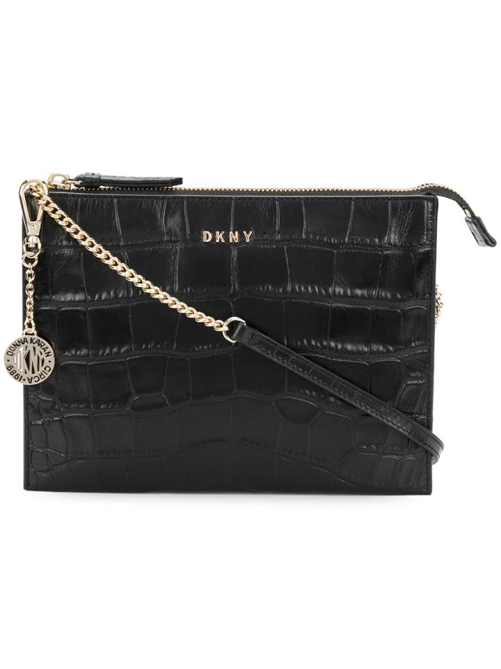 Dkny Croc Embossed Crossbody - Black