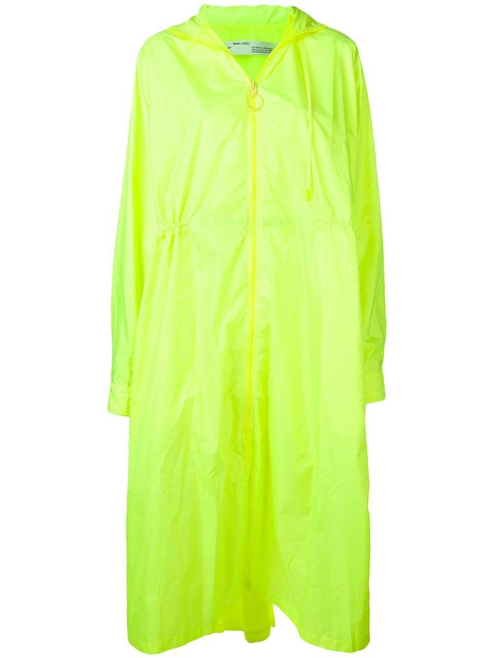 Off-white Long Zipped Raincoat - Green