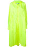 Off-white Long Zipped Raincoat - Green