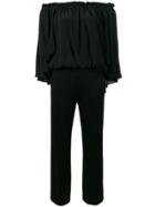 Blumarine Off-shoulder Flounce Jumpsuit - Black