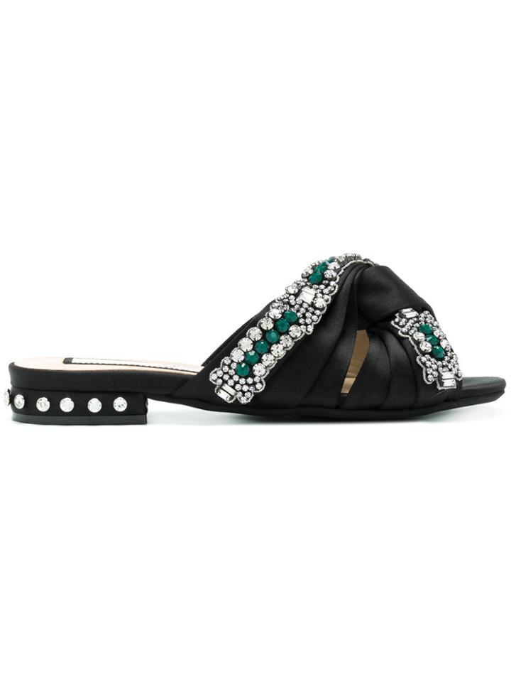 No21 Jewel Embellished Knot Sandals - Black