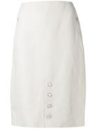 Aalto Button Detail Straight Skirt - Neutrals