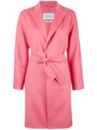 Max Mara Peaked Lapel Belted Coat, Women's, Size: 36, Pink/purple, Angora/wool