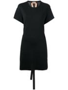 No21 Sheer Panel Ruffle Dress, Women's, Size: 42, Black, Silk/cotton