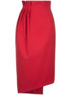 Aula Pleat Detail Pencil Skirt - Red