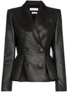 Alexander Mcqueen Double-breasted Leather Jacket - Black