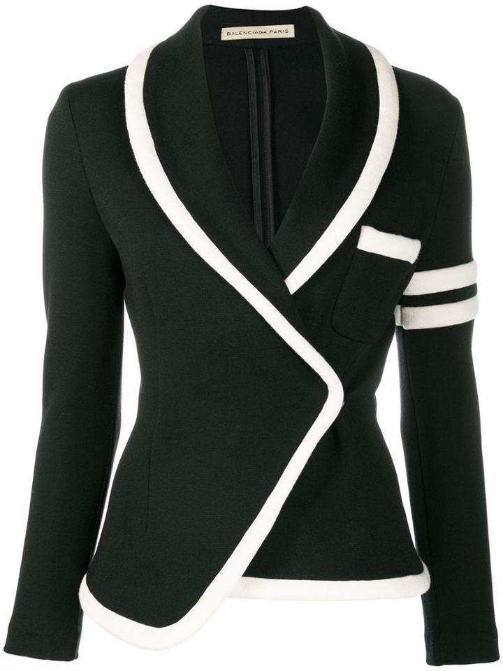 Balenciaga Pre-owned 2000's Asymmetric Bicolour Jacket - Black