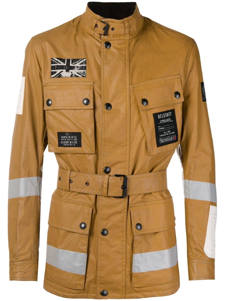 Belstaff Patch Detail Leather Jacket - Brown