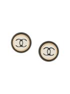 Chanel Pre-owned Cc Button Earrings - White