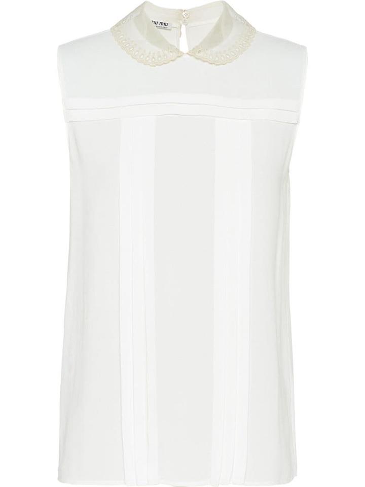 Miu Miu Sablé Eyelet Lace Top - White