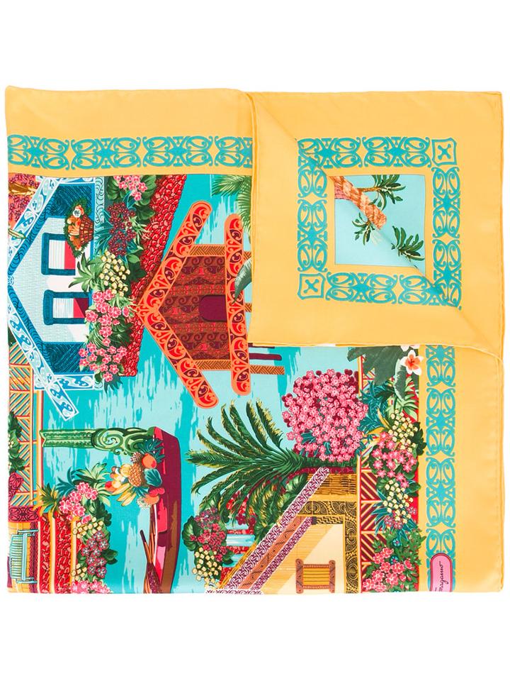 Salvatore Ferragamo - Tropical Village Scarf - Women - Silk - One Size, Yellow/orange, Silk