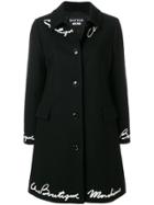 Boutique Moschino Embroidered Coat - Black