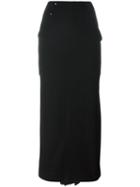 Claude Montana Vintage Maxi Button Detail Skirt, Women's, Size: 40, Black