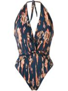Brigitte V-neck Swimsuit, Women's, Size: P, Blue, Elastodiene/polyamide