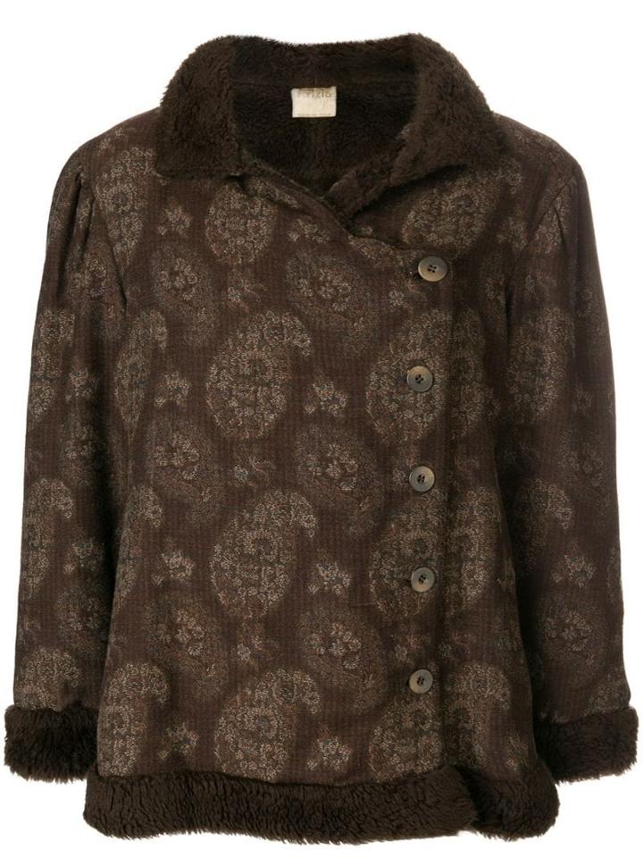 Krizia Pre-owned Paisley Pattern Short Coat - Brown