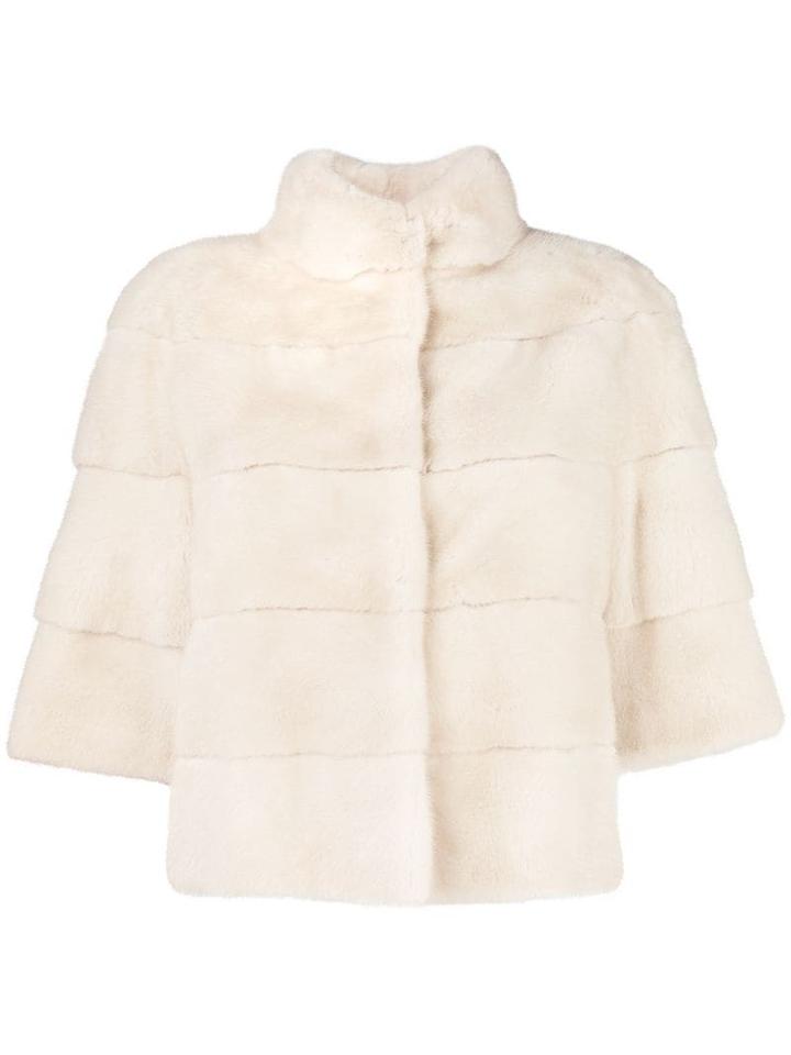 Cara Mila Short-sleeve Fur Jacket - Neutrals