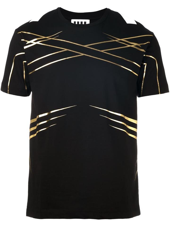 Les Hommes Urban Striped T-shirt, Men's, Size: Medium, Black, Cotton