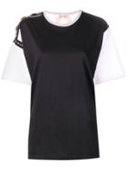 Nº21 Stone Embellished Shoulder T-shirt - Black