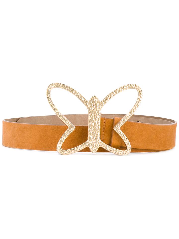 See By Chloé - Butterfly Buckle Belt - Women - Suede - S, Yellow/orange, Suede