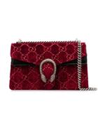 Gucci Red Dionysus Large Logo Embossed Velvet Shoulder Bag