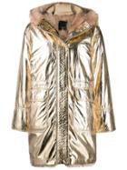 Pinko Faux Fur Lined Parka Coat - Metallic