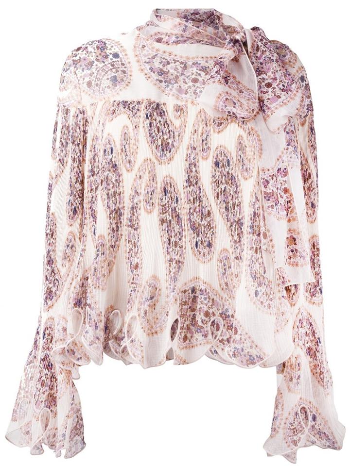 See By Chloé Paisley Print Scalloped Blouse, Women's, Size: 38, Nude/neutrals, Cotton/polyester