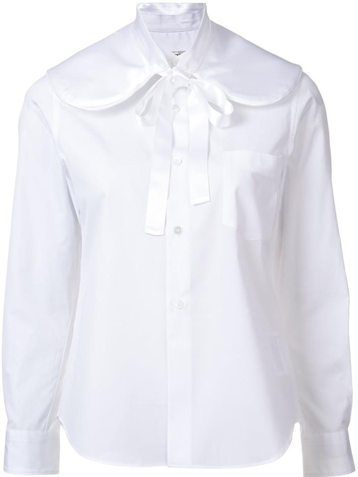 Comme Des Garçons Bow Panel Button Down Shirt, Women's, Size: Large, White, Cotton/acetate