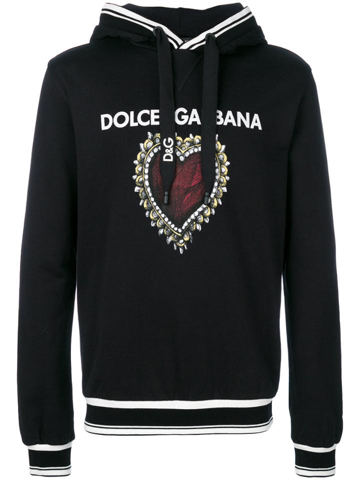 Dolce & Gabbana Sacred Heart Print Hoodie - Black