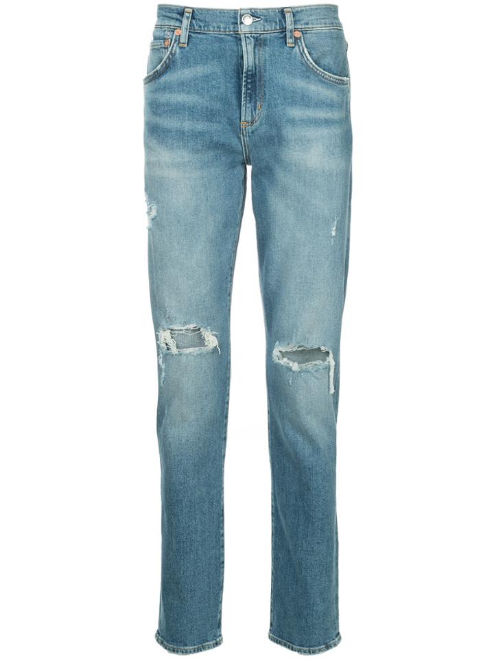 Agolde Distressed Straight-leg Jeans - Blue