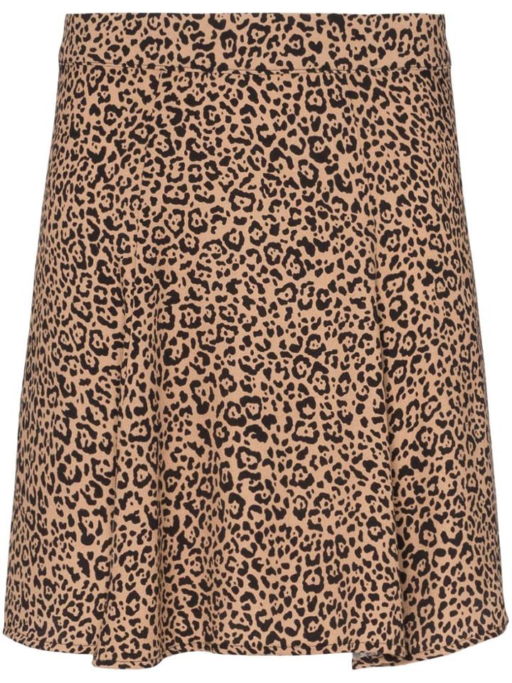 Reformation Flounce Leopard Print Mini Skirt - Brown