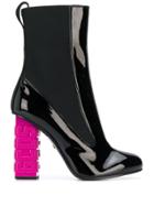 Gcds Branded Heel Ankle Boots - Black