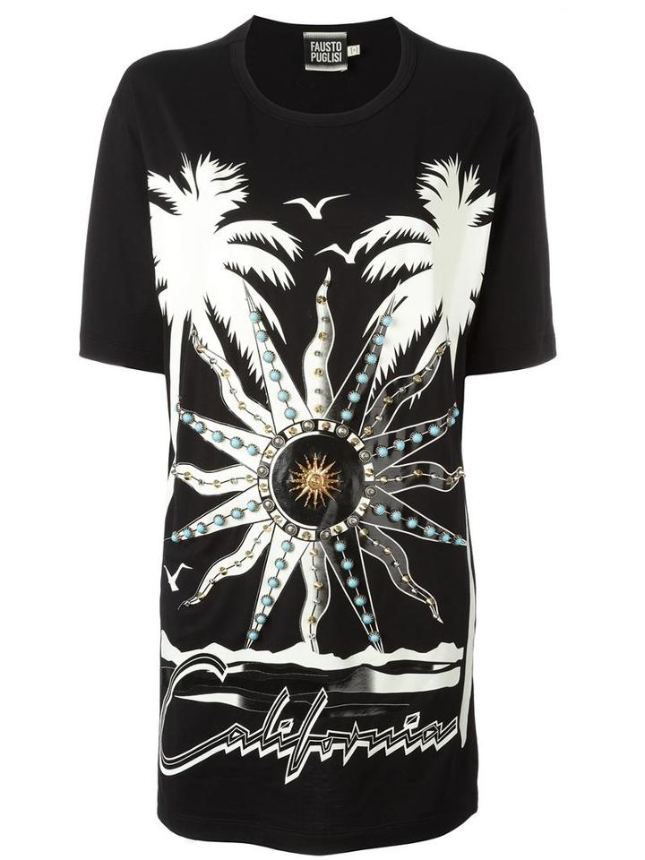 Fausto Puglisi Embellished Oversized T-shirt, Women's, Size: 40, Black, Cotton/metal (other)