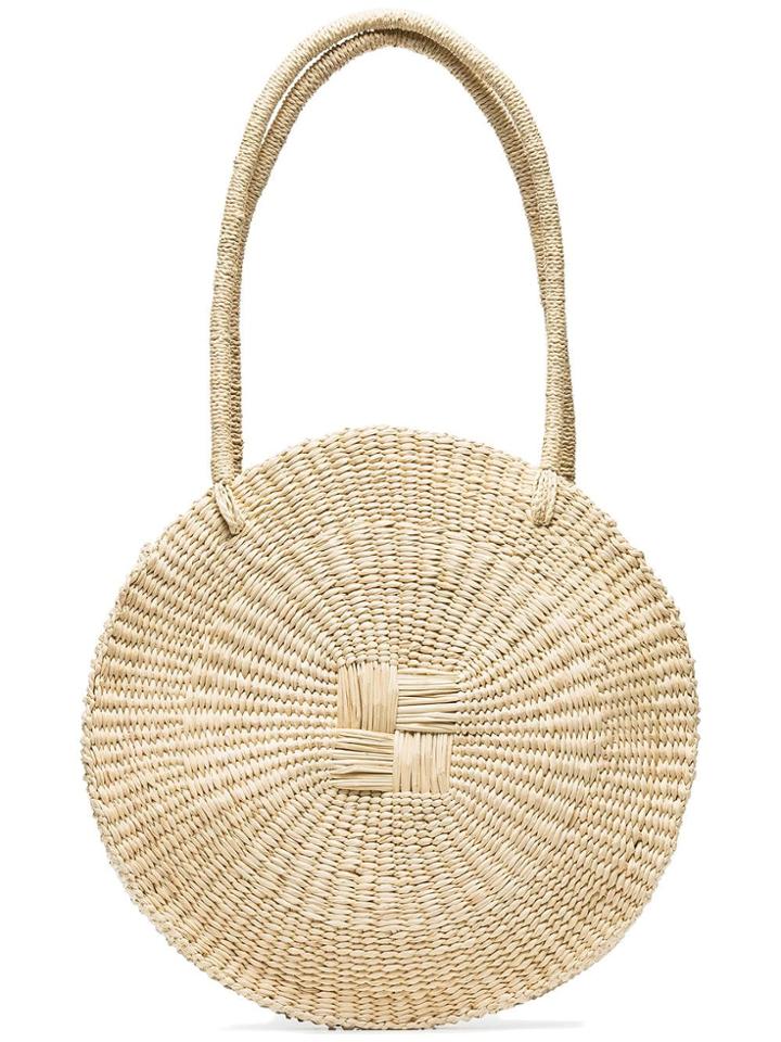 Sensi Studio Neutral Straw Circle Shoulder Bag - Neutrals
