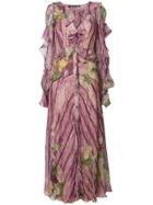 Alberta Ferretti Floral Ruffle Dress - Pink & Purple