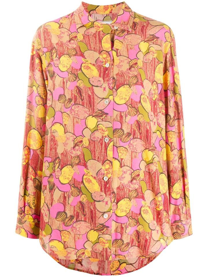 Valentino Vintage Silk Abstract Print Shirt - Neutrals