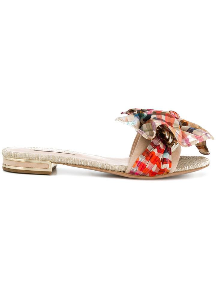 Casadei Checked Bow Sandals - Multicolour